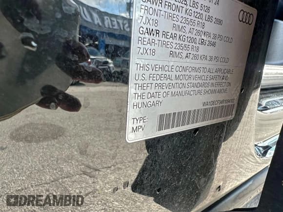 ✅ 2024 Audi Q3 S line Premium • VIN: WA1DECF34R1094102 • Lot: 96117695. Listed on Copart with 36,648 mi. Free auction sales archive from the USA and detailed vehicle history report at DreamBid. Image 10.