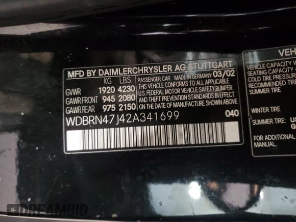 ✅ 2002 Mercedes-Benz C 230/260/280/320 • VIN: WDBRN47J42A341699 • Lot: 82357625. Wystawiony na Copart z przebiegiem 110 886 mil. Bezpłatny archiwum sprzedaży aukcyjnych z USA i szczegółowy raport historii pojazdu na DreamBid. Zdjęcie 12.