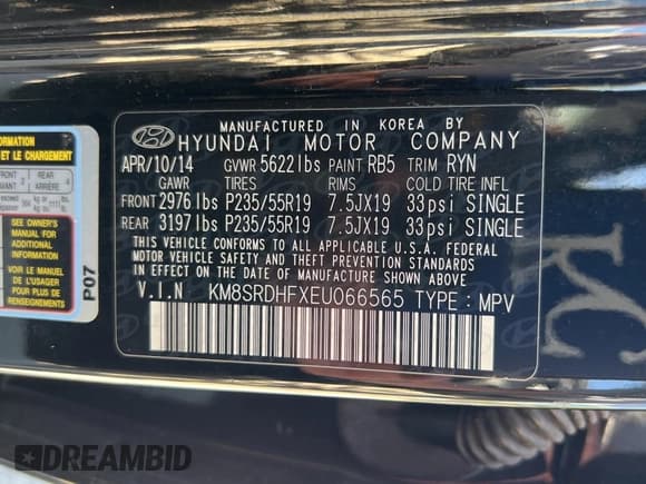 ✅ 2014 Hyundai Santa Fe GLS • VIN: KM8SRDHFXEU066565 • Лот: 70281424. Опубликован ранее на Copart с пробегом 111 603 миль. Бесплатный доступ к архиву аукционных продаж из США и подробный отчёт об истории автомобиля на DreamBid. Изображение 10.