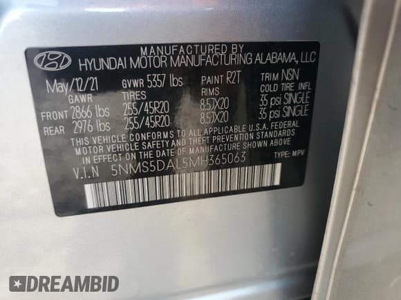 ✅ 2021 Hyundai Santa Fe Calligraphy • VIN: 5NMS5DAL5MH365063 • Lot: 62090324. Wystawiony na Copart z przebiegiem 49 663 mil. Bezpłatny archiwum sprzedaży aukcyjnych z USA i szczegółowy raport historii pojazdu na DreamBid. Zdjęcie 16.