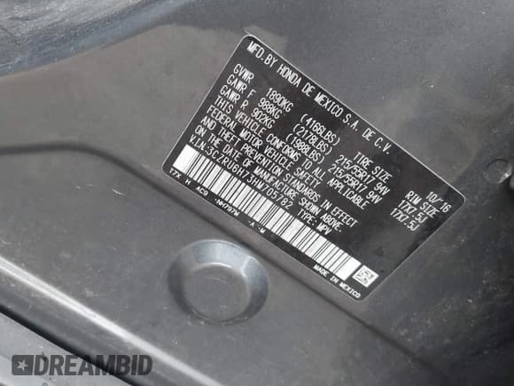 ✅ 2017 Honda HR-V EX-L • VIN: 3CZRU6H73HM705782 • Лот: 43302419. Опубликован ранее на IAAI с пробегом 144 169 миль. Бесплатный доступ к архиву аукционных продаж из США и подробный отчёт об истории автомобиля на DreamBid. Изображение 9.