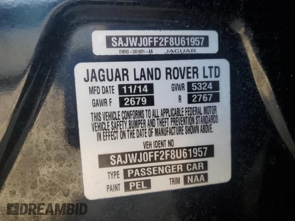 ✅ 2015 Jaguar XF Portfolio • VIN: SAJWJ0FF2F8U61957 • Лот: 71036255. Опубликован ранее на Copart с пробегом 55 944 миль. Бесплатный доступ к архиву аукционных продаж из США и подробный отчёт об истории автомобиля на DreamBid. Изображение 12.