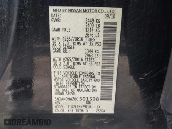 ✅ 2011 Nissan Xterra S • VIN: 5N1AN0NW2BC501598 • Lot: 43611404. Wystawiony na IAAI z przebiegiem 169 549 mil. Bezpłatny archiwum sprzedaży aukcyjnych z USA i szczegółowy raport historii pojazdu na DreamBid. Zdjęcie 9.
