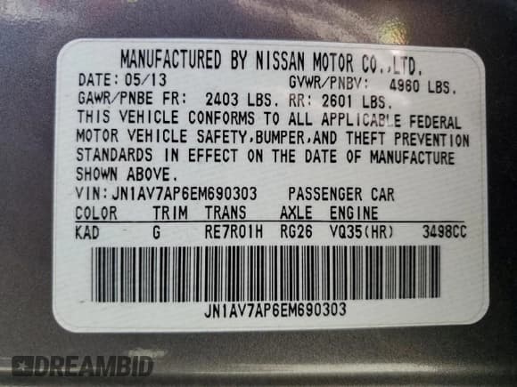 ✅ 2014 Infiniti Q50 Hybrid Premium • VIN: JN1AV7AP6EM690303 • Lot: 82169095. Listed on Copart with 139,620 mi. Free auction sales archive from the USA and detailed vehicle history report at DreamBid. Image 13.