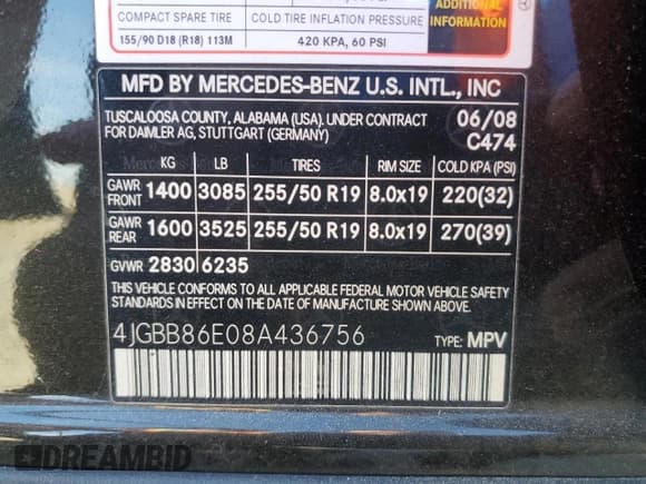 ✅ 2008 Mercedes-Benz M 350 • VIN: 4JGBB86E08A436756 • Лот: 93204475. Опубликован ранее на Copart с пробегом 107 874 миль. Бесплатный доступ к архиву аукционных продаж из США и подробный отчёт об истории автомобиля на DreamBid. Изображение 13.