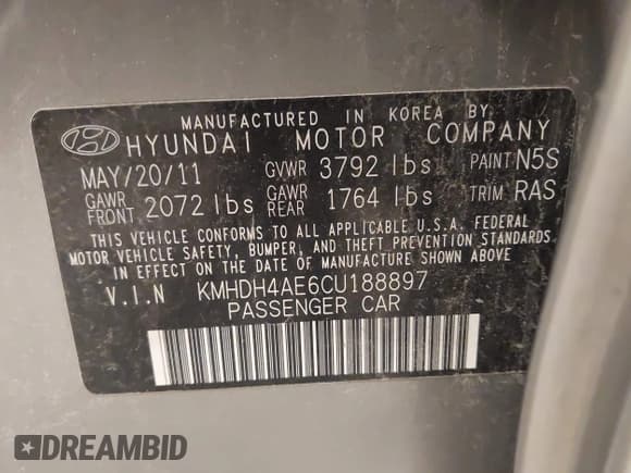 ✅ 2012 Hyundai Elantra GLS • VIN: KMHDH4AE6CU188897 • Лот: 43757188. Опубликован ранее на IAAI с пробегом 236 080 миль. Бесплатный доступ к архиву аукционных продаж из США и подробный отчёт об истории автомобиля на DreamBid. Изображение 9.