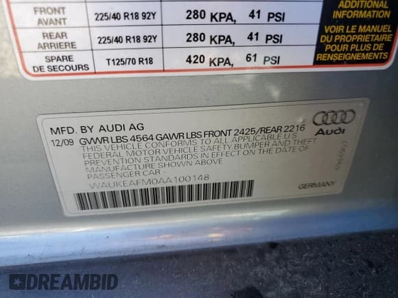 ✅ 2010 Audi A3 Premium Plus • VIN: WAUKEAFM0AA100148 • Lot: 76049524. Wystawiony na Copart z przebiegiem 149 289 mil. Bezpłatny archiwum sprzedaży aukcyjnych z USA i szczegółowy raport historii pojazdu na DreamBid. Zdjęcie 12.