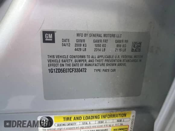 2012 Chevrolet Malibu 2LT z VIN 1G1ZD5E07CF330472, wystawiony jako Copart lot #69040254 z przebiegiem 136 393 mil mil oraz Szkoda całkowita • Salvage title. Historia ofert i sprzedaży dostępna na DreamBid. Obrazek 14.