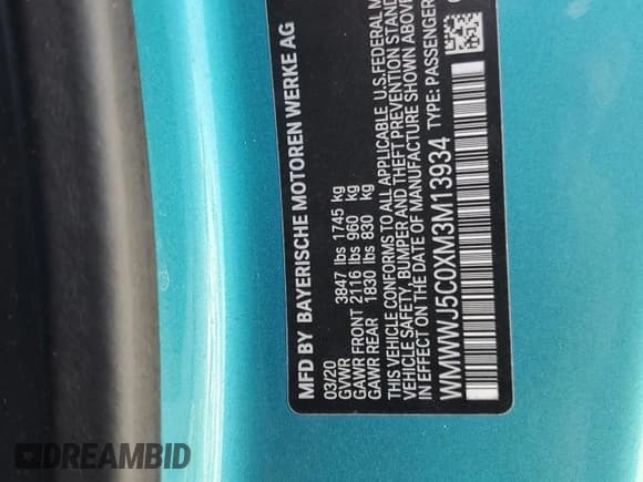 ✅ 2021 MINI Convertible Cooper S • VIN: WMWWJ5C0XM3M13934 • Лот: 86785445. Опубликован ранее на Copart с пробегом 24 063 миль. Бесплатный доступ к архиву аукционных продаж из США и подробный отчёт об истории автомобиля на DreamBid. Изображение 13.