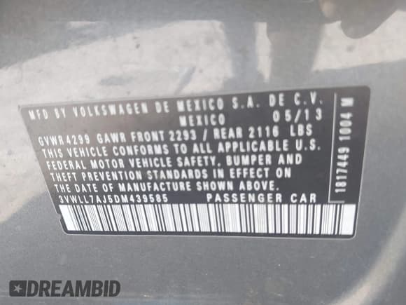 ✅ 2013 Volkswagen Jetta TDI w/Premium/Nav • VIN: 3VWLL7AJ5DM439585 • Lot: 43718217. Wystawiony na IAAI z przebiegiem 132 401 mil. Bezpłatny archiwum sprzedaży aukcyjnych z USA i szczegółowy raport historii pojazdu na DreamBid. Zdjęcie 9.