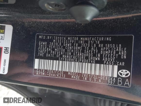 ✅ 2018 Toyota Corolla XLE • VIN: 5YFBURHE6JP800746 • Лот: 43396798. Опубликован ранее на IAAI с пробегом 91 110 миль. Бесплатный доступ к архиву аукционных продаж из США и подробный отчёт об истории автомобиля на DreamBid. Изображение 9.