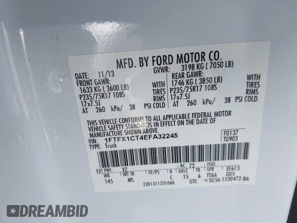 ✅ 2014 Ford F-150 XL • VIN: 1FTFX1CT4EFA32245 • Lot: 41653333. Wystawiony na IAAI z przebiegiem 179 197 mil. Bezpłatny archiwum sprzedaży aukcyjnych z USA i szczegółowy raport historii pojazdu na DreamBid. Zdjęcie 9.