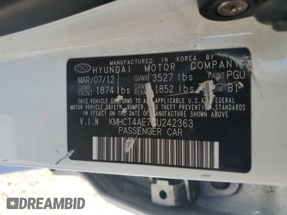 ✅ 2012 Hyundai Accent GLS • VIN: KMHCT4AE7CU242363 • Лот: 79336214. Опубликован ранее на Copart с пробегом 100 268 миль. Бесплатный доступ к архиву аукционных продаж из США и подробный отчёт об истории автомобиля на DreamBid. Изображение 12.