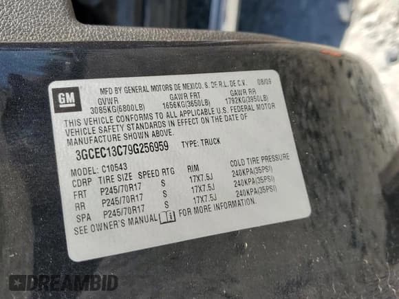 ✅ 2009 Chevrolet Silverado 1500 LS • VIN: 3GCEC13C79G256959 • Lot: 82716775. Listed on Copart with 348,111 mi. Free auction sales archive from the USA and detailed vehicle history report at DreamBid. Image 12.