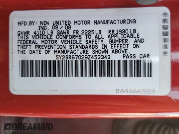 ✅ 2009 Pontiac Vibe GT • VIN: 5Y2SR67029Z453343 • Лот: 92453225. Опубликован ранее на Copart с пробегом 142 018 миль. Бесплатный доступ к архиву аукционных продаж из США и подробный отчёт об истории автомобиля на DreamBid. Изображение 13.