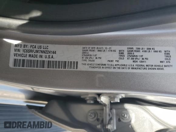 ✅ 2022 Ram 1500 Laramie • VIN: 1C6SRFJM7NN224144 • Лот: 63151434. Опубликован ранее на Copart с пробегом 22 497 миль. Бесплатный доступ к архиву аукционных продаж из США и подробный отчёт об истории автомобиля на DreamBid. Изображение 12.