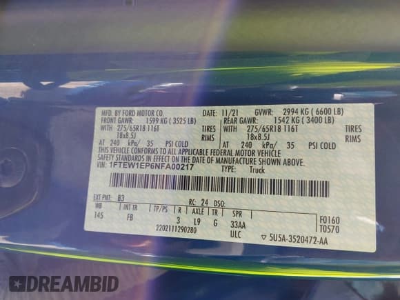 ✅ 2022 Ford F-150 XL • VIN: 1FTEW1EP6NFA00217 • Лот: 42546619. Опубликован ранее на IAAI с пробегом 33 541 миль. Бесплатный доступ к архиву аукционных продаж из США и подробный отчёт об истории автомобиля на DreamBid. Изображение 9.