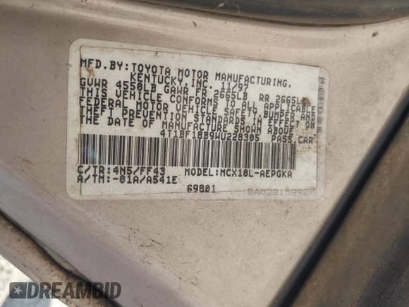 ✅ 1998 Toyota Avalon XL • VIN: 4T1BF18B9WU228305 • Лот: 42605657. Опубликован ранее на IAAI с пробегом 216 344 миль. Бесплатный доступ к архиву аукционных продаж из США и подробный отчёт об истории автомобиля на DreamBid. Изображение 9.