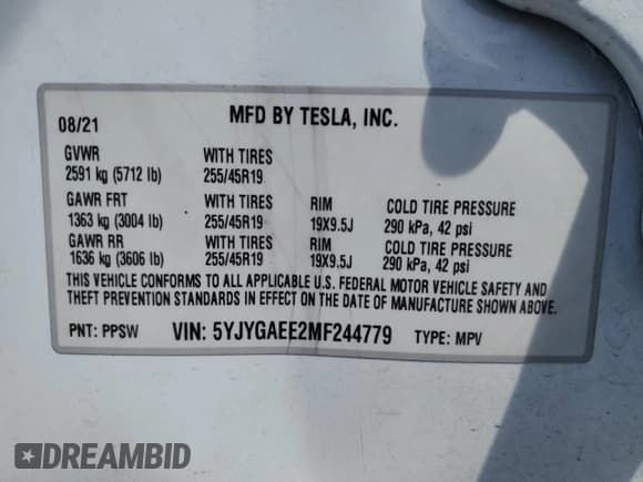 ✅ 2021 Tesla Model Y Long Range • VIN: 5YJYGAEE2MF244779 • Лот: 69621235. Опубликован ранее на Copart с пробегом 70 962 миль. Бесплатный доступ к архиву аукционных продаж из США и подробный отчёт об истории автомобиля на DreamBid. Изображение 14.