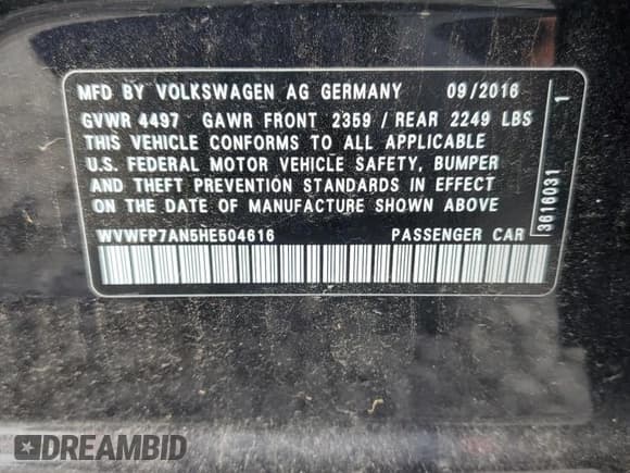 ✅ 2017 Volkswagen CC R-Line Executive • VIN: WVWFP7AN5HE504616 • Lot: 70896525. Wystawiony na Copart z przebiegiem 123 388 mil. Bezpłatny archiwum sprzedaży aukcyjnych z USA i szczegółowy raport historii pojazdu na DreamBid. Zdjęcie 12.