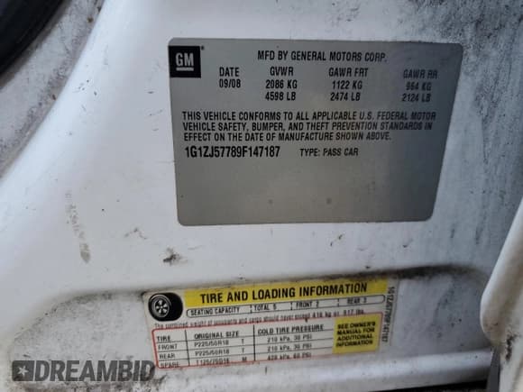 ✅ 2009 Chevrolet Malibu 2LT • VIN: 1G1ZJ57789F147187 • Lot: 77898184. Listed on Copart with 239,396 mi. Free auction sales archive from the USA and detailed vehicle history report at DreamBid. Image 12.