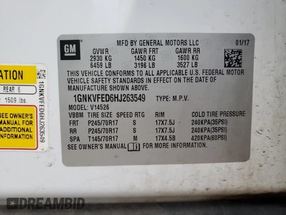 ✅ 2017 Chevrolet Traverse LS • VIN: 1GNKVFED6HJ263549 • Lot: 89464705. Wystawiony na Copart z przebiegiem 90 951 mil. Bezpłatny archiwum sprzedaży aukcyjnych z USA i szczegółowy raport historii pojazdu na DreamBid. Zdjęcie 13.