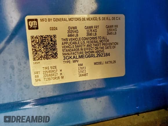 ✅ 2024 GMC Terrain SLE • VIN: 3GKALMEG6RL292184 • Lot: 94961275. Listed on Copart with 46,062 mi. Free auction sales archive from the USA and detailed vehicle history report at DreamBid. Image 13.