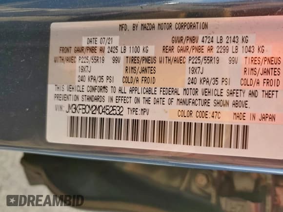 ✅ 2021 Mazda CX-5 Touring • VIN: JM3KFBCM2M0452532 • Lot: 94545745. Wystawiony na Copart z przebiegiem 39 281 mil. Bezpłatny archiwum sprzedaży aukcyjnych z USA i szczegółowy raport historii pojazdu na DreamBid. Zdjęcie 14.