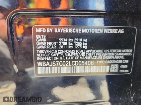 ✅ 2020 BMW 5 Series M550i xDrive • VIN: WBAJS7C02LCD05408 • Lot: 60268875. Wystawiony na Copart z przebiegiem 30 062 mil. Bezpłatny archiwum sprzedaży aukcyjnych z USA i szczegółowy raport historii pojazdu na DreamBid. Zdjęcie 13.