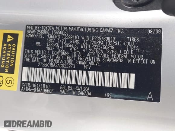 ✅ 2010 Lexus RX 350 • VIN: 2T2BK1BA3AC023273 • Lot: 43735595. Wystawiony na IAAI z przebiegiem 141 130 mil. Bezpłatny archiwum sprzedaży aukcyjnych z USA i szczegółowy raport historii pojazdu na DreamBid. Zdjęcie 9.