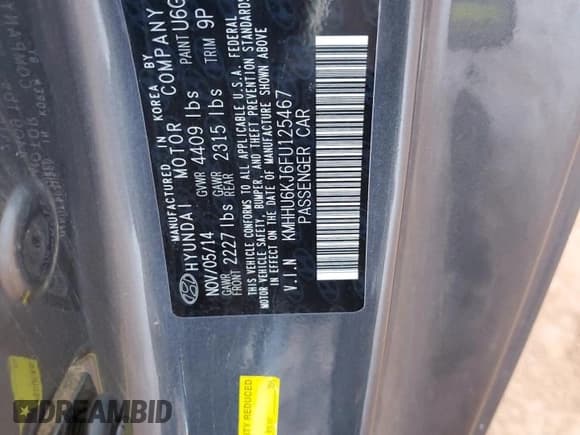 ✅ 2015 Hyundai Genesis Coupe 3.8L Base • VIN: KMHHU6KJ6FU125467 • Lot: 81951435. Listed on Copart with Not provided. Free auction sales archive from the USA and detailed vehicle history report at DreamBid. Image 12.