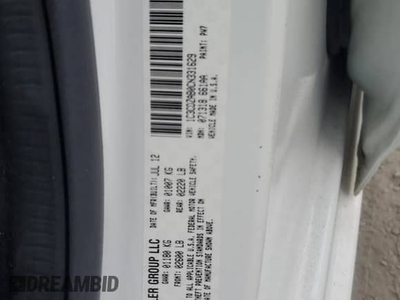 2012 Dodge Avenger SE с VIN 1C3CDZAB0CN331629, выставлен на аукционе Copart как лот 76597904 с пробегом 157 001 миль миль и Чистый • Clean title. История ставок и продаж доступна на DreamBid. Изображение 12.