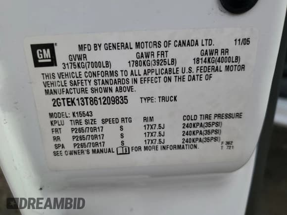 ✅ 2006 GMC Sierra 1500 SLE2 • VIN: 2GTEK13T861209835 • Lot: 86403594. Wystawiony na Copart z przebiegiem 157 558 mil. Bezpłatny archiwum sprzedaży aukcyjnych z USA i szczegółowy raport historii pojazdu na DreamBid. Zdjęcie 12.