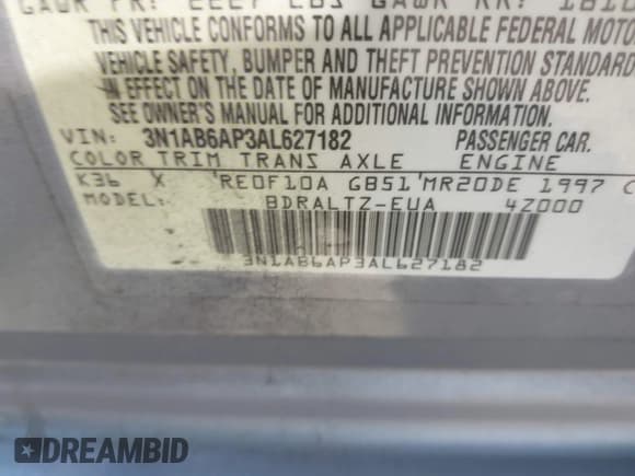 ✅ 2010 Nissan Sentra 2.0 • VIN: 3N1AB6AP3AL627182 • Lot: 42922080. Wystawiony na IAAI z przebiegiem 142 286 mil. Bezpłatny archiwum sprzedaży aukcyjnych z USA i szczegółowy raport historii pojazdu na DreamBid. Zdjęcie 9.