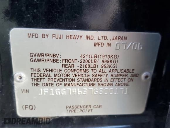 ✅ 2007 Subaru Impreza WRX • VIN: JF1GG74637G800171 • Лот: 78950504. Опубликован ранее на Copart с пробегом 125 416 миль. Бесплатный доступ к архиву аукционных продаж из США и подробный отчёт об истории автомобиля на DreamBid. Изображение 12.