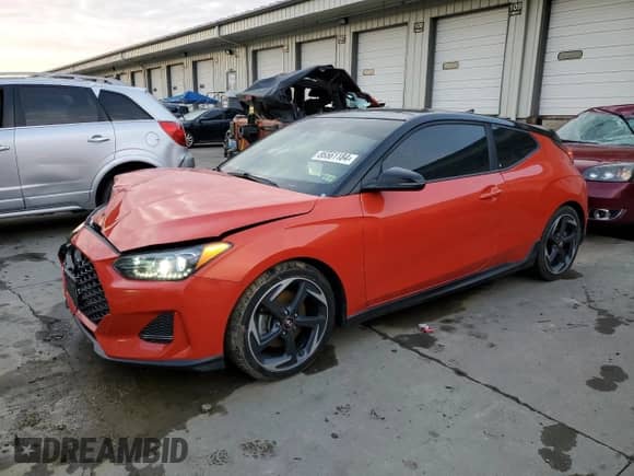 2019 Hyundai Veloster Turbo with VIN KMHTH6AB3KU011350, listed as a Copart auction lot 86561184 with 95,757 mi miles and Salvage title. Bid and sale history available at DreamBid. Image 1.