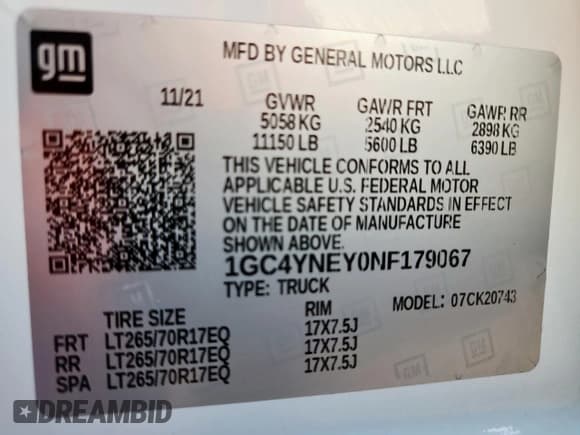 ✅ 2022 Chevrolet Silverado 2500HD LT • VIN: 1GC4YNEY0NF179067 • Lot: 82148125. Wystawiony na Copart z przebiegiem 77 136 mil. Bezpłatny archiwum sprzedaży aukcyjnych z USA i szczegółowy raport historii pojazdu na DreamBid. Zdjęcie 13.