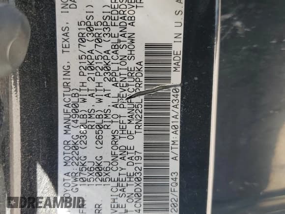 ✅ 2013 Toyota Tacoma • VIN: 5TFJX4CN0DX032197 • Лот: 60625165. Опубликован ранее на Copart с пробегом 308 155 миль. Бесплатный доступ к архиву аукционных продаж из США и подробный отчёт об истории автомобиля на DreamBid. Изображение 12.