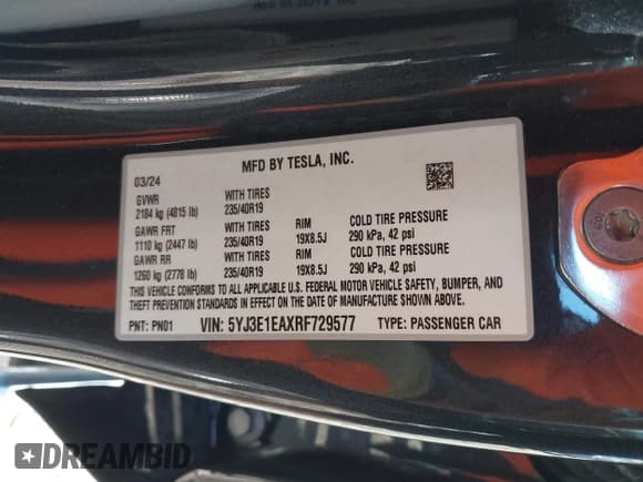 ✅ 2024 Tesla Model 3 • VIN: 5YJ3E1EAXRF729577 • Lot: 43188284. Wystawiony na IAAI z przebiegiem 16 053 mil. Bezpłatny archiwum sprzedaży aukcyjnych z USA i szczegółowy raport historii pojazdu na DreamBid. Zdjęcie 9.