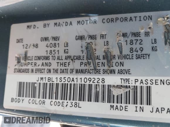 ✅ 2010 Mazda 3 S Grand Touring • VIN: JM1BL1S50A1109228 • Lot: 43868922. Listed on IAAI with 119,370 mi. Free auction sales archive from the USA and detailed vehicle history report at DreamBid. Image 9.