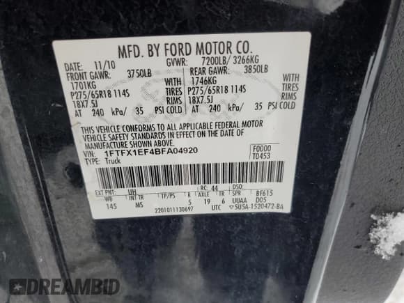 ✅ 2011 Ford F-150 XLT • VIN: 1FTFX1EF4BFA04920 • Lot: 92441355. Listed on Copart with 132,527 mi. Free auction sales archive from the USA and detailed vehicle history report at DreamBid. Image 12.