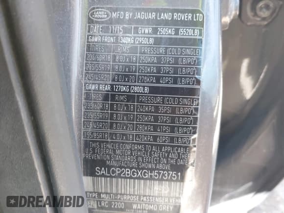 ✅ 2016 Land Rover Discovery Sport SE • VIN: SALCP2BGXGH573751 • Lot: 43556700. Listed on IAAI with 105,132 mi. Free auction sales archive from the USA and detailed vehicle history report at DreamBid. Image 9.