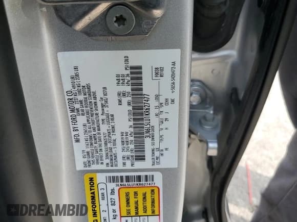 ✅ 2019 Lincoln MKZ Hybrid Reserve I • VIN: 3LN6L5LU1KR627477 • Лот: 64817175. Опубликован ранее на Copart с пробегом 150 863 миль. Бесплатный доступ к архиву аукционных продаж из США и подробный отчёт об истории автомобиля на DreamBid. Изображение 13.