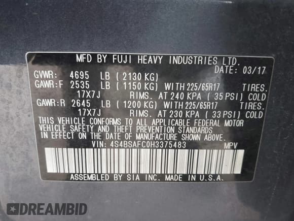 ✅ 2017 Subaru Outback Premium • VIN: 4S4BSAFC0H3375483 • Lot: 43733444. Wystawiony na IAAI z przebiegiem 100 368 mil. Bezpłatny archiwum sprzedaży aukcyjnych z USA i szczegółowy raport historii pojazdu na DreamBid. Zdjęcie 9.