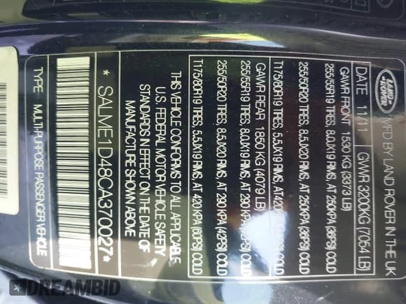 ✅ 2012 Land Rover Range Rover HSE • VIN: SALME1D48CA370027 • Lot: 42595996. Wystawiony na IAAI z przebiegiem 112 490 mil. Bezpłatny archiwum sprzedaży aukcyjnych z USA i szczegółowy raport historii pojazdu na DreamBid. Zdjęcie 9.