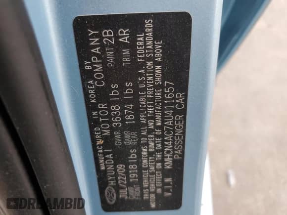 2010 Hyundai Accent GLS с VIN KMHCN4AC7AU411657, выставлен на аукционе Copart как лот 72576574 с пробегом 151 568 миль миль и Списание • Salvage title. История ставок и продаж доступна на DreamBid. Изображение 15.