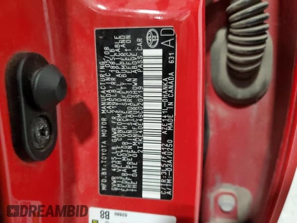 ✅ 2009 Toyota Matrix S • VIN: 2T1KE40E49C020719 • Лот: 91712585. Опубликован ранее на Copart с пробегом 188 505 миль. Бесплатный доступ к архиву аукционных продаж из США и подробный отчёт об истории автомобиля на DreamBid. Изображение 12.