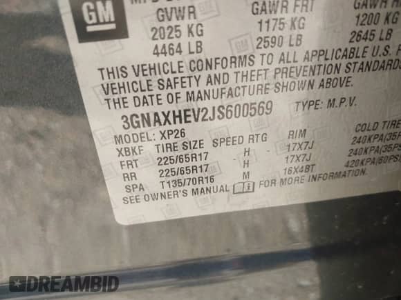 ✅ 2018 Chevrolet Equinox LS • VIN: 3GNAXHEV2JS600569 • Lot: 42586445. Wystawiony na IAAI z przebiegiem 113 992 mil mil. Skorzystaj z bezpłatnego archiwum sprzedaży aukcyjnych z USA i zobacz szczegółowy raport historii pojazdu na DreamBid. Zdjęcie 9.