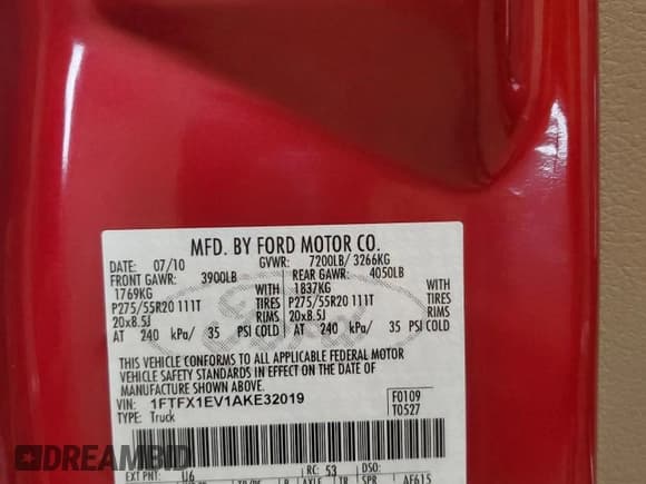 ✅ 2010 Ford F-150 XL • VIN: 1FTFX1EV1AKE32019 • Lot: 70152525. Wystawiony na Copart z przebiegiem 90 941 mil. Bezpłatny archiwum sprzedaży aukcyjnych z USA i szczegółowy raport historii pojazdu na DreamBid. Zdjęcie 13.