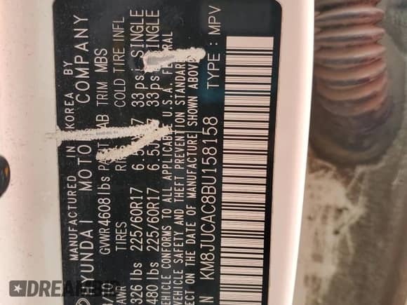 ✅ 2011 Hyundai Tucson Limited • VIN: KM8JUCAC8BU158158 • Lot: 69230695. Listed on Copart with 158,438 mi miles. Access the free auction sales archive from the USA and view a detailed vehicle history report at DreamBid. Image 13.